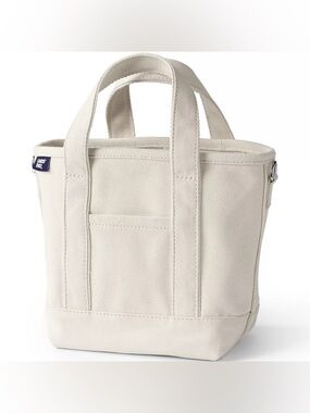 Lands' End Small 3 Pocket Open Top Canvas Tote Bag